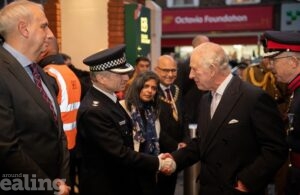 King Charles III visiting Ealing Broadway shopping centre, 7 December 2023