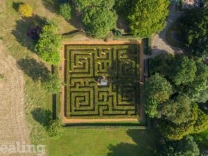 aerial view of maze