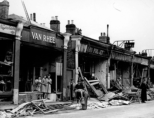 Wrecked shopfronts