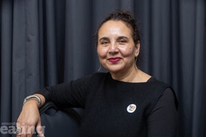 Woman (foster carer Nina) smiling at the camera