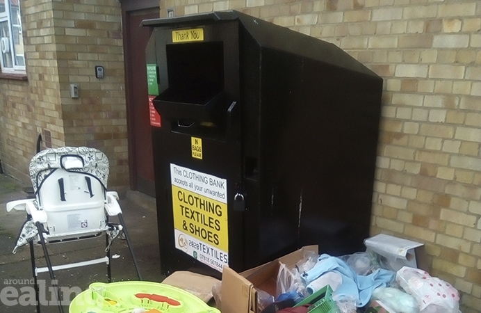 Large collection bin for textiles and clothes donations