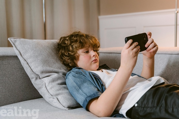 A child using a smartphone