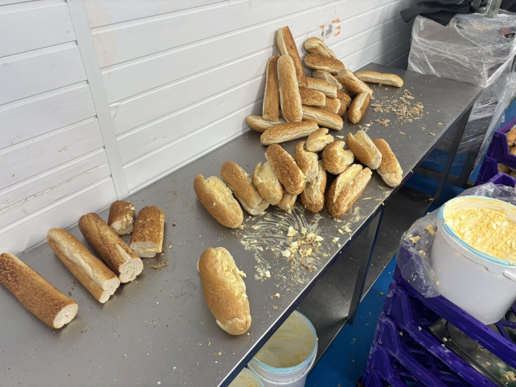 Dirty food preparation area at Bread Spread factory