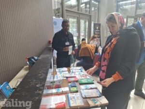 Councillor Polly Knewstub and Abdi Ali at the West London Islamic Centre on World TB Day